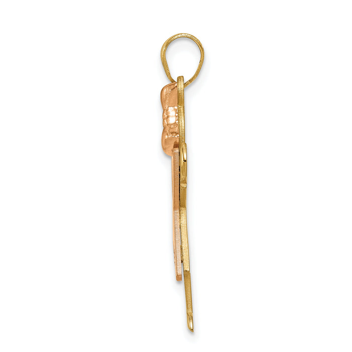 14k Two-tone AA Diamond kid pendant-XK511AA