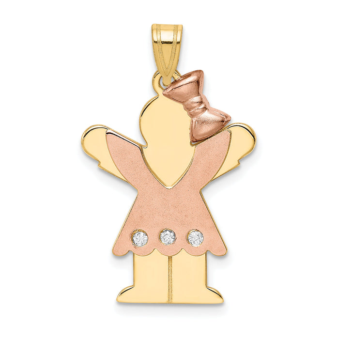 14k Two-tone AA Diamond kid pendant-XK511AA