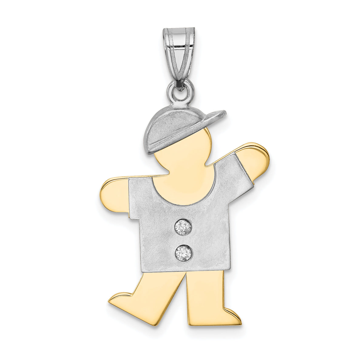 14k Two-tone AA Diamond Kid Pendant-XK513AA