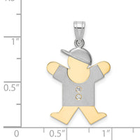 14k Two-tone AA Diamond Kid Pendant-XK514AA