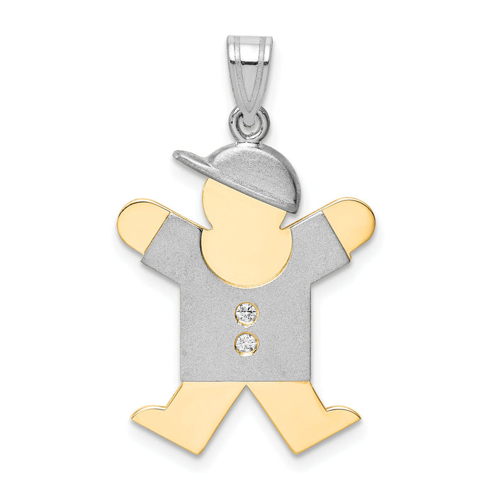 14k Two-tone AA Diamond Kid Pendant-XK514AA