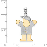 14k Two-tone AA Diamond Kid Pendant-XK515AA
