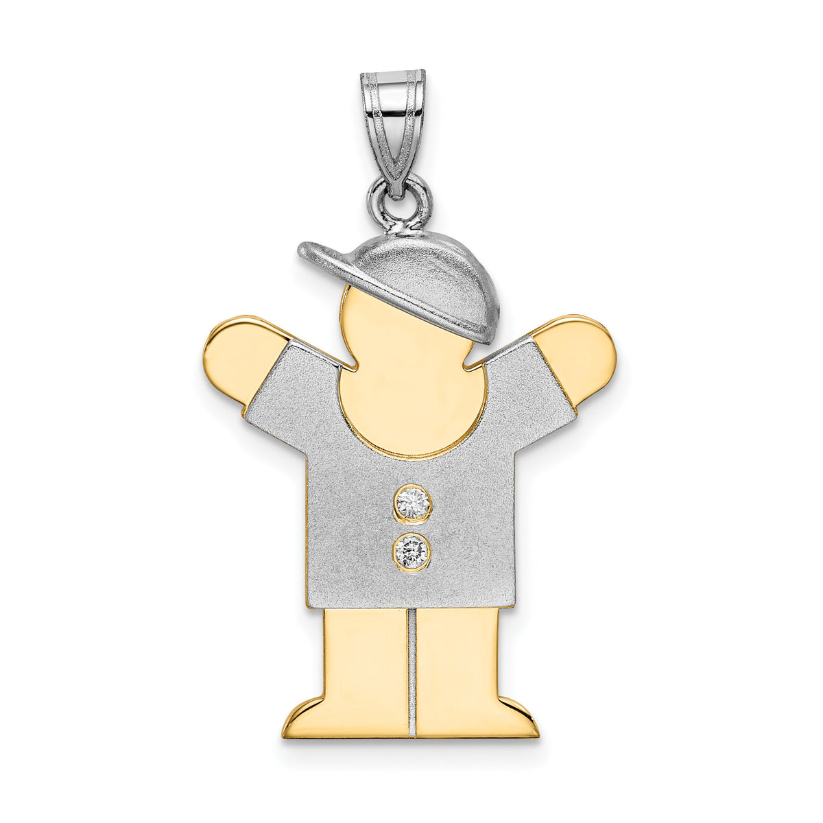 14k Two-tone AA Diamond Kid Pendant-XK515AA