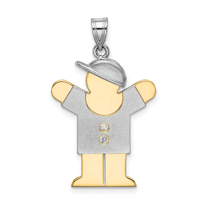 14k Two-tone AA Diamond Kid Pendant-XK515AA