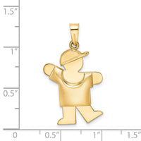 14k Puffed Boy with Hat on Left Engravable Charm-XK565