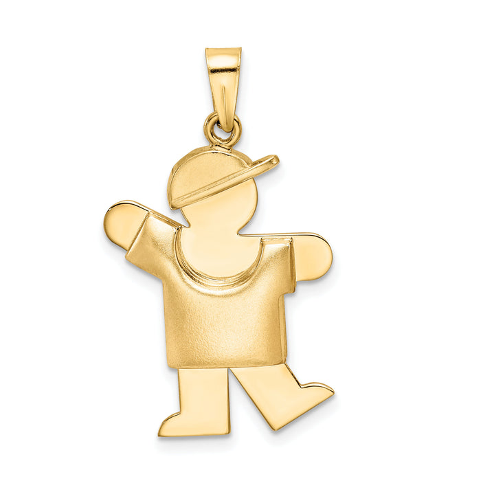 14k Puffed Boy with Hat on Left Engravable Charm-XK565