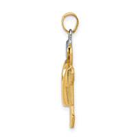 14k Two-Tone Puffed Boy with Hat on Left Engravable Charm-XK571