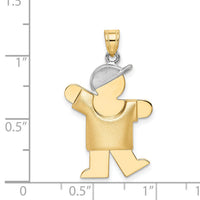 14k Two-Tone Puffed Boy with Hat on Left Engravable Charm-XK571