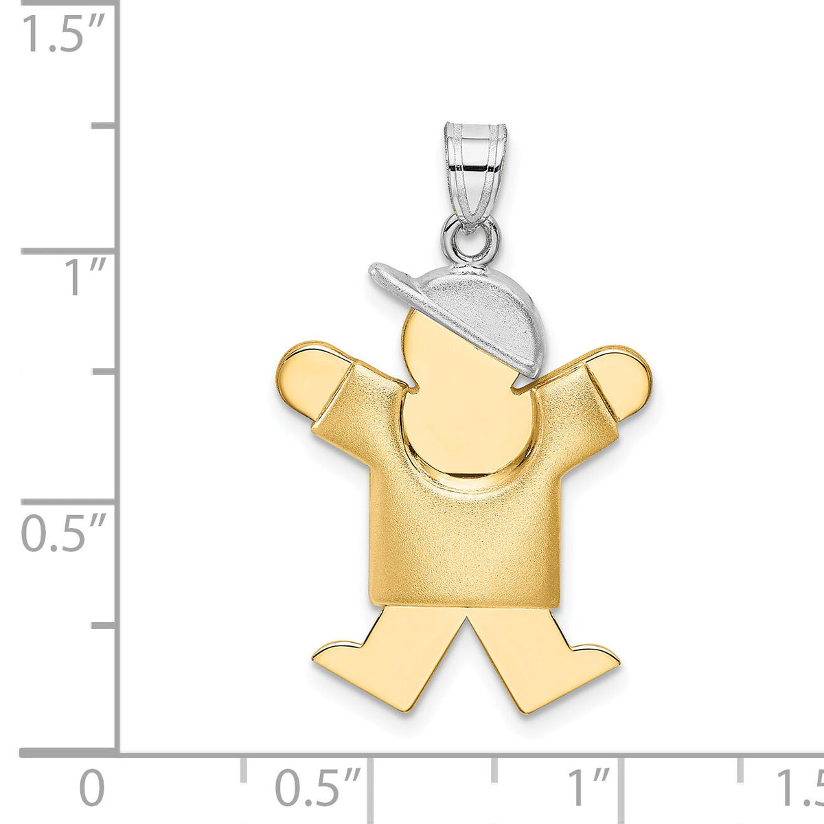14k Two-Tone Puffed Boy with Hat on Right Engravable Charm-XK572