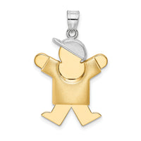 14k Two-Tone Puffed Boy with Hat on Right Engravable Charm-XK572