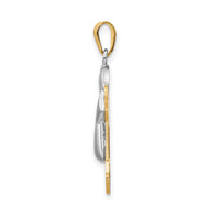 14k Two-Tone Puffed Boy with Hat on Right Engravable Charm-XK579