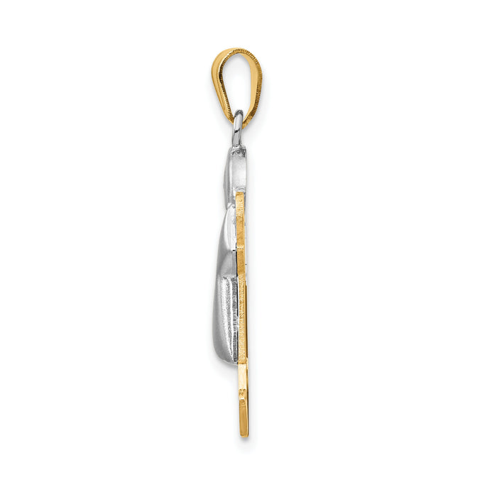 14k Two-Tone Puffed Boy with Hat on Right Engravable Charm-XK579
