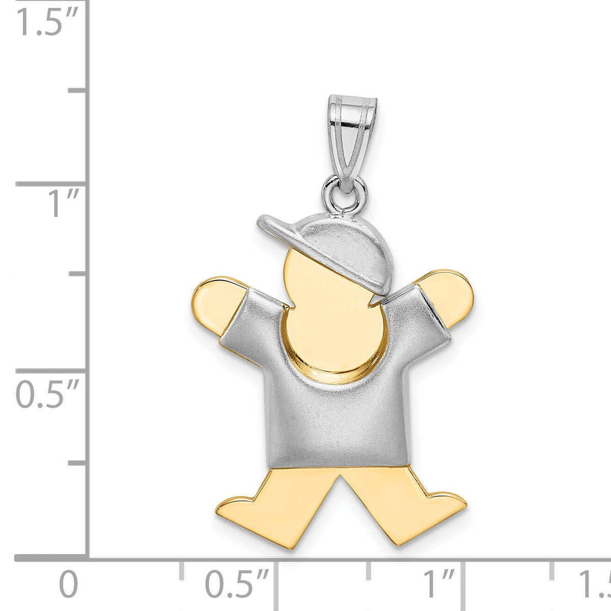 14k Two-Tone Puffed Boy with Hat on Right Engravable Charm-XK579