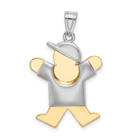 14k Two-Tone Puffed Boy with Hat on Right Engravable Charm-XK579