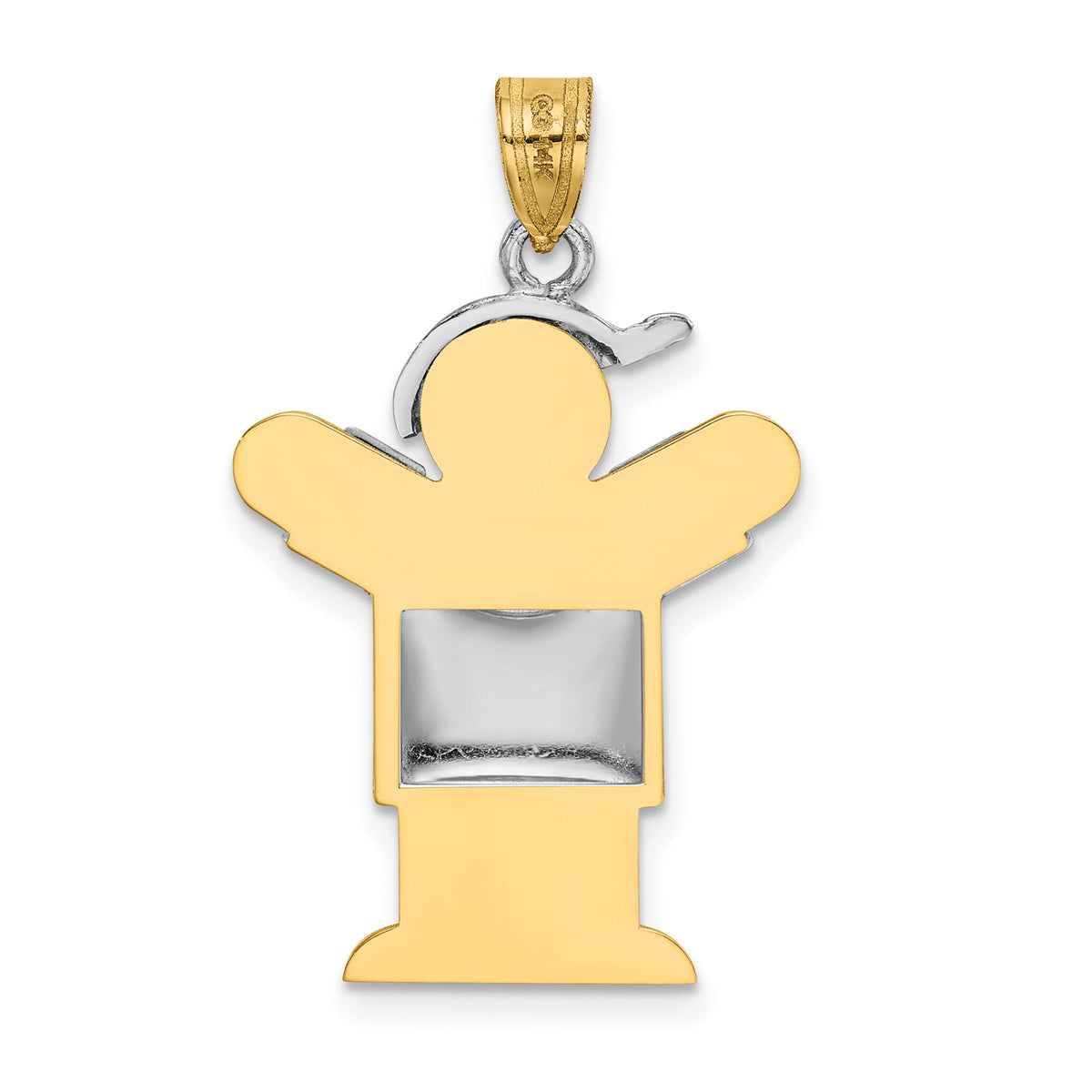 14k Two-Tone Puffed Boy with Hat on Right Engravable Charm-XK580