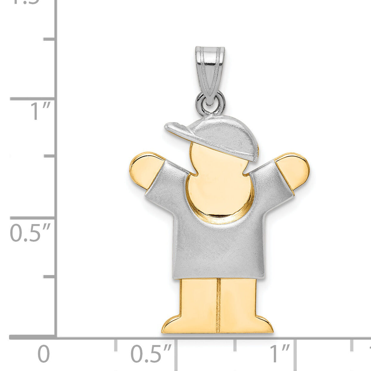 14k Two-Tone Puffed Boy with Hat on Right Engravable Charm-XK580