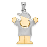 14k Two-Tone Puffed Boy with Hat on Right Engravable Charm-XK580