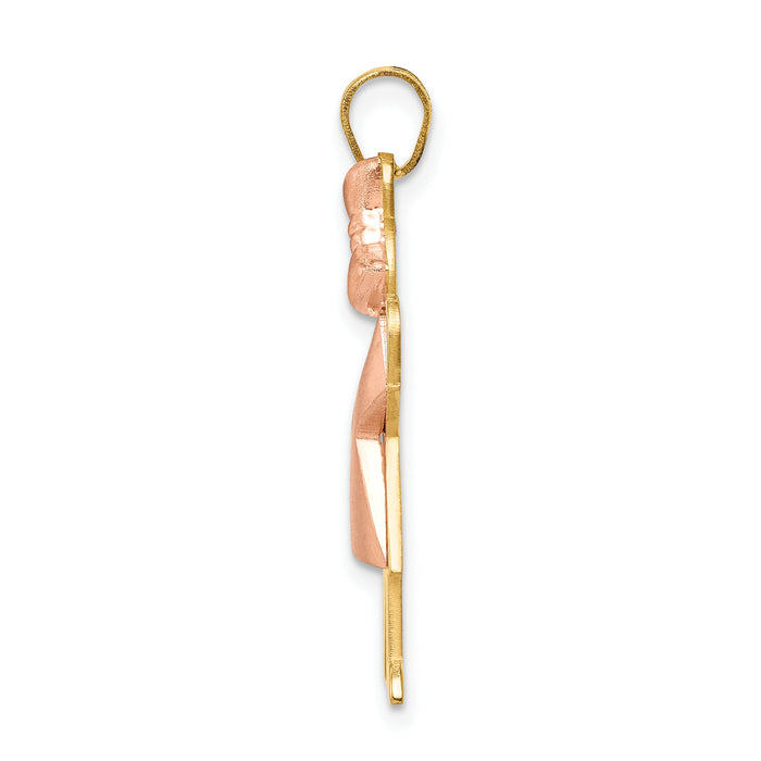 14k Two-Tone Puffed Girl with Bow on Right Engravable Charm-XK584