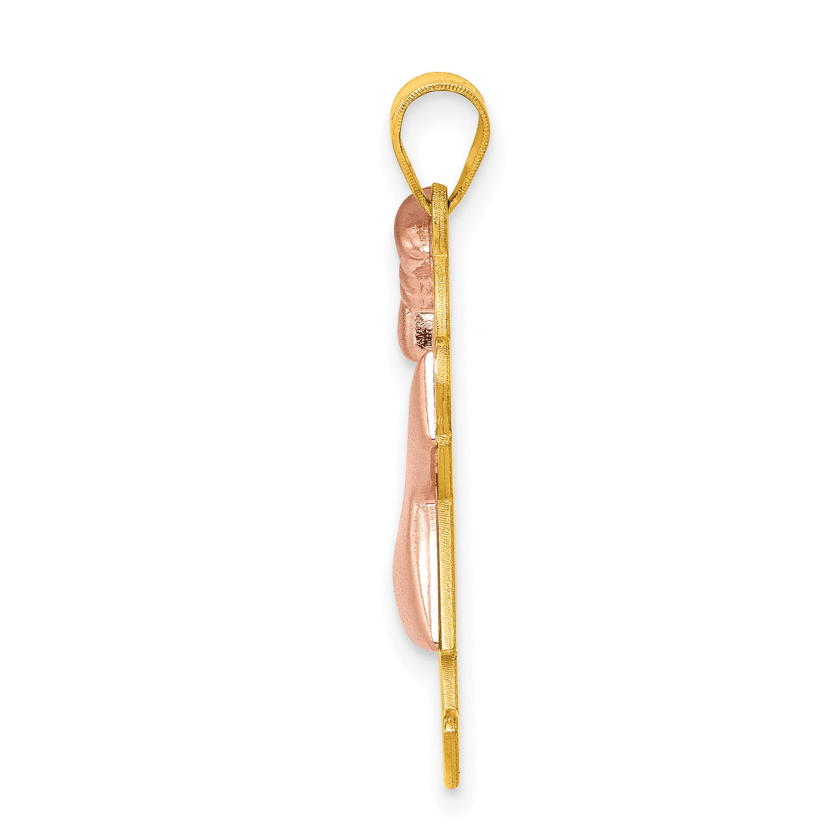 14k Two-Tone Puffed Girl with Bow on Left Engravable Charm-XK585