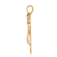 14k Two-Tone Puffed Girl with Bow on Left Engravable Charm-XK585