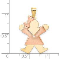 14k Two-Tone Puffed Girl with Bow on Left Engravable Charm-XK585