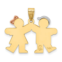 14k Tri-Color Small Boy on Left and Girl on Right Engravable Charm-XK590