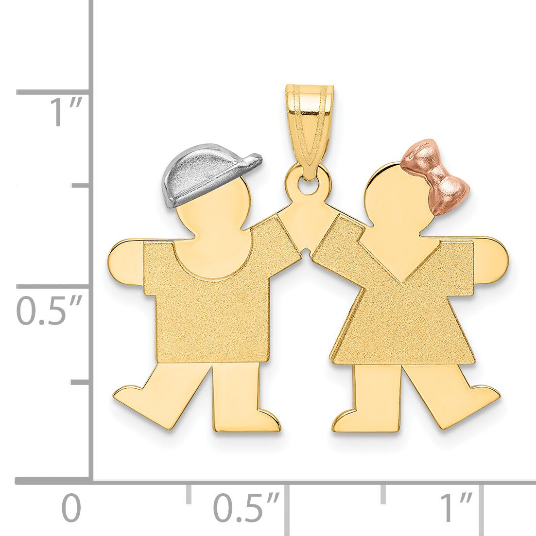 14k Tri-Color Small Boy on Left and Girl on Right Engravable Charm-XK590