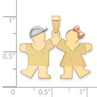 14k Tri-Color Small Boy on Left and Girl on Right Engravable Charm-XK590