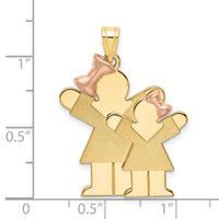 14k Two-Tone Big Girl and Little Girl Engravable Charm-XK636