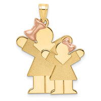 14k Two-Tone Big Girl and Little Girl Engravable Charm-XK636