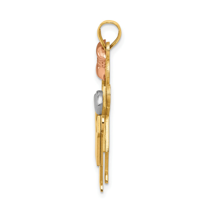 14k Tri-Color Big Girl and Little Boy Engravable Charm-XK637