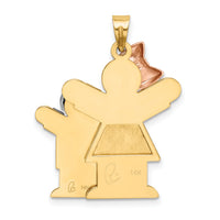 14k Tri-Color Big Girl and Little Boy Engravable Charm-XK637