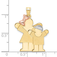 14k Tri-Color Big Girl and Little Boy Engravable Charm-XK637