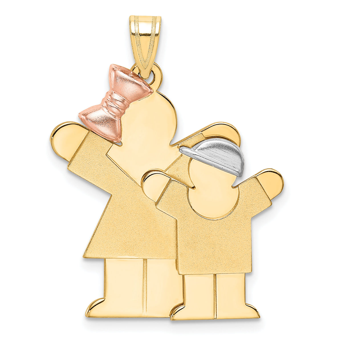 14k Tri-Color Big Girl and Little Boy Engravable Charm-XK637
