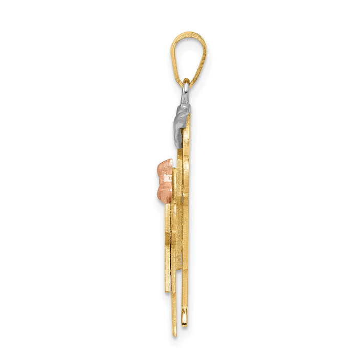14k Tri-Color Big Boy and Little Girl Engravable Charm-XK638
