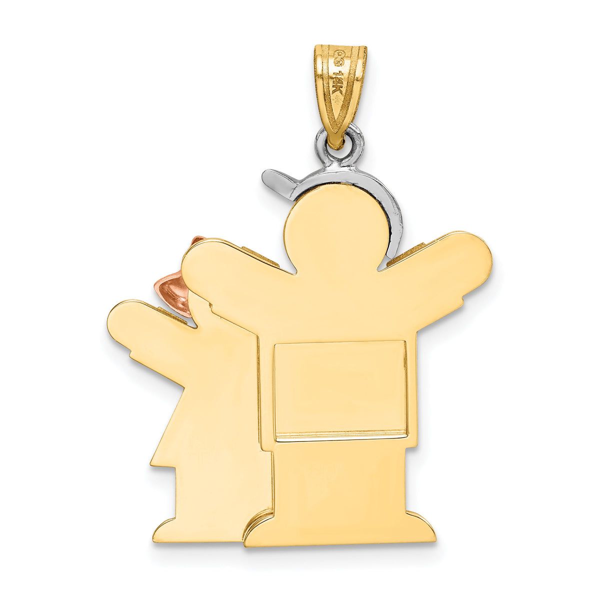 14k Tri-Color Big Boy and Little Girl Engravable Charm-XK638