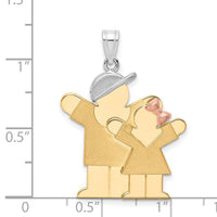 14k Tri-Color Big Boy and Little Girl Engravable Charm-XK638