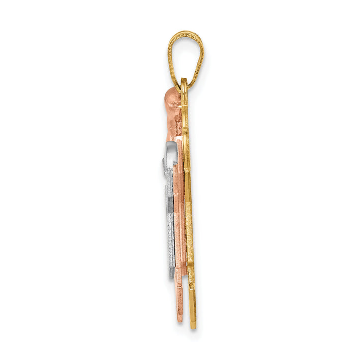 14k Tri-Color Big Girl and Little Boy Engravable Charm-XK641