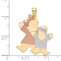 14k Tri-Color Big Girl and Little Boy Engravable Charm-XK641
