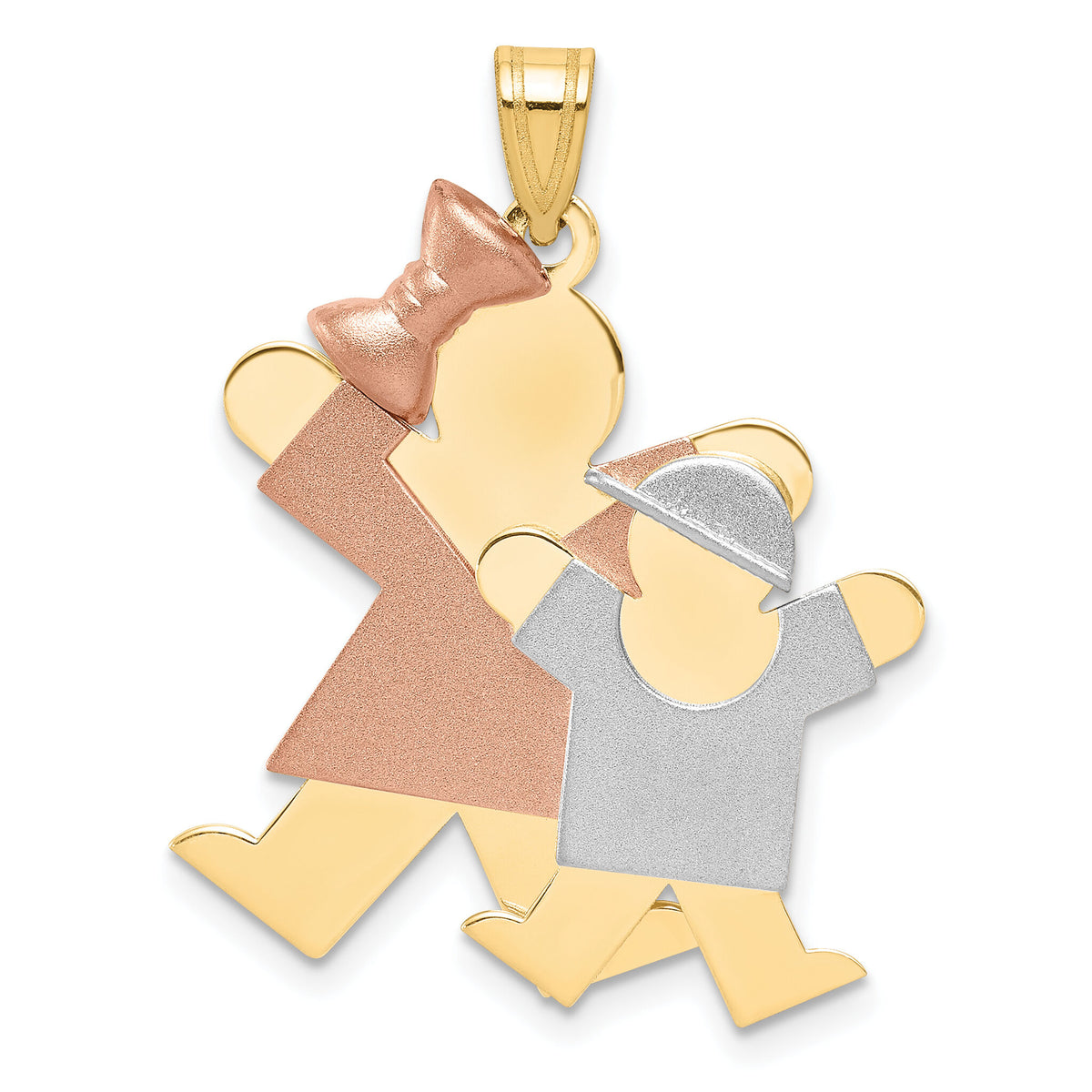 14k Tri-Color Big Girl and Little Boy Engravable Charm-XK641