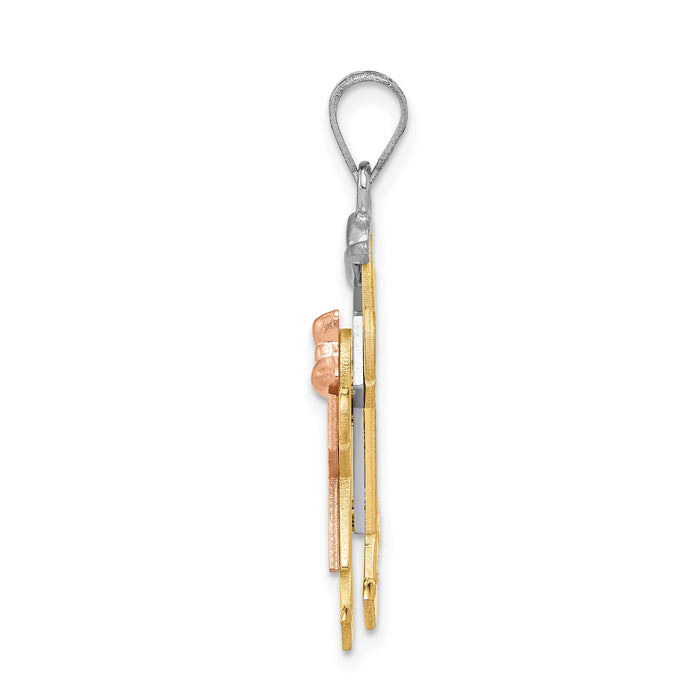 14k Tri-Color Big Boy and Little Girl Engravable Charm-XK642