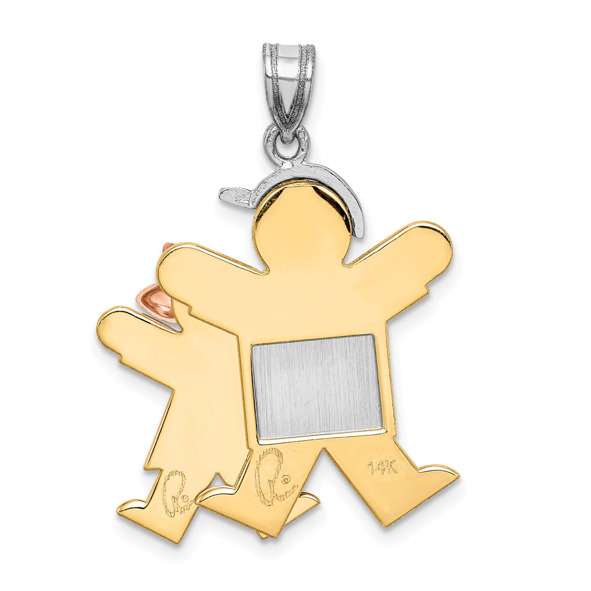 14k Tri-Color Big Boy and Little Girl Engravable Charm-XK642