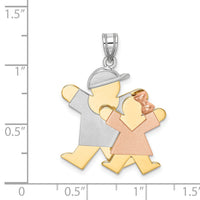 14k Tri-Color Big Boy and Little Girl Engravable Charm-XK642