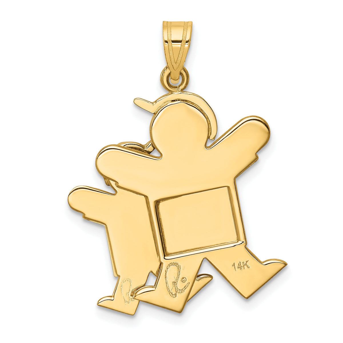 14k Two-Tone Big Boy and Little Boy Engravable Charm-XK643