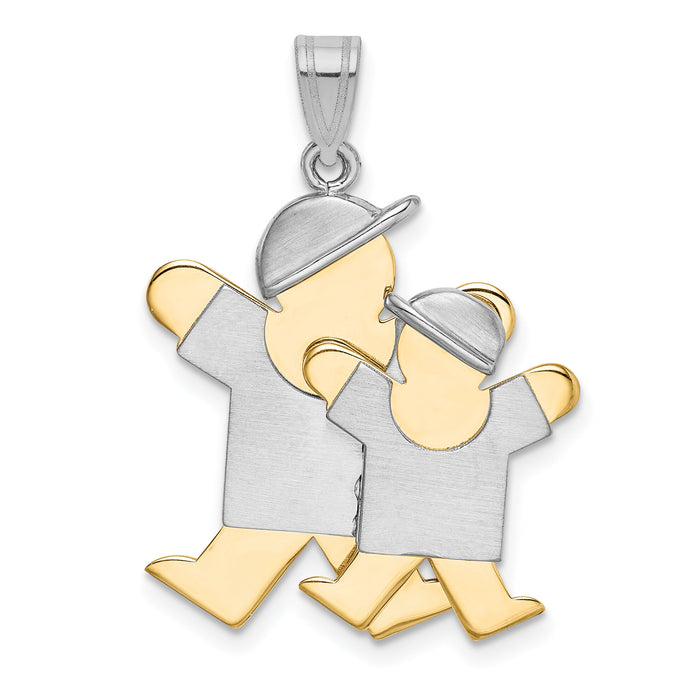 14k Two-Tone Big Boy and Little Boy Engravable Charm-XK643