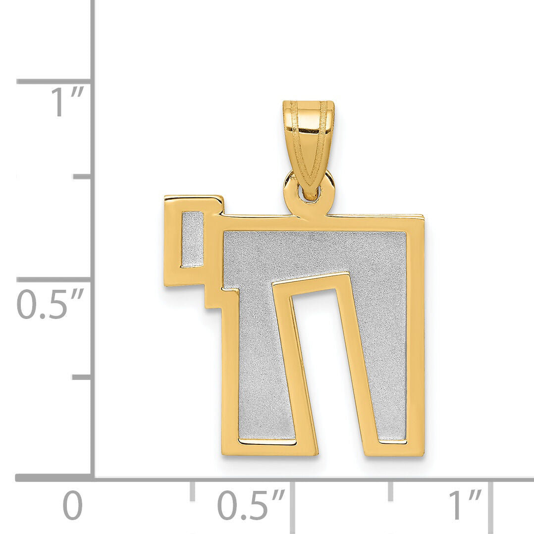 14k Two-Tone Solid Satin Chai Charm-XK674