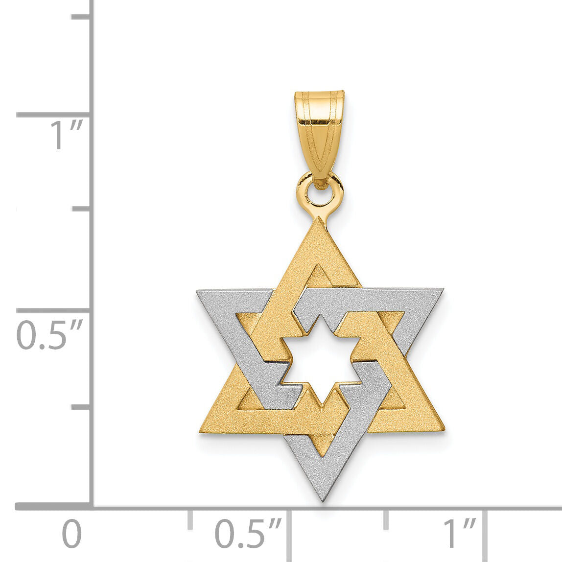 14K Two-Tone Star Of David Pendant-XK687