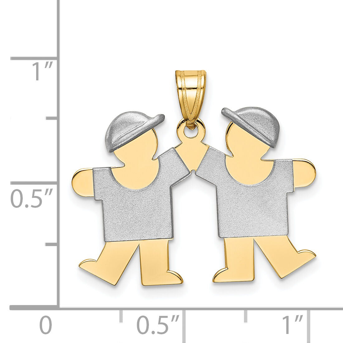 14k Two-Tone Small Double Boys Engravable Charm-XK732