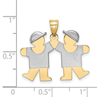 14k Two-Tone Small Double Boys Engravable Charm-XK732