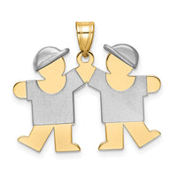 14k Two-Tone Small Double Boys Engravable Charm-XK732